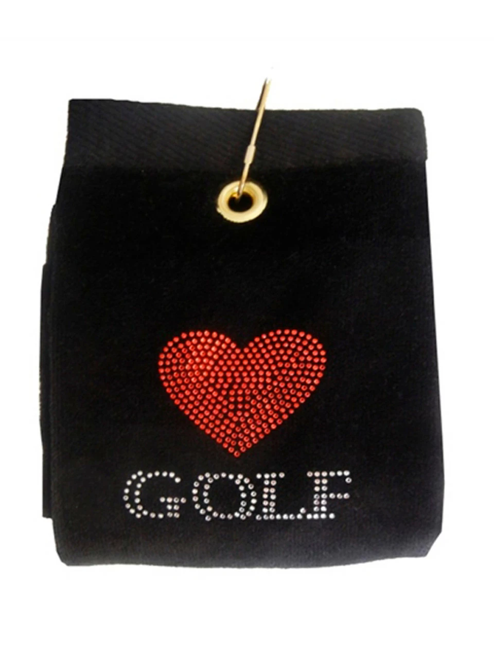 Navika Bling Heart Golf Towel Black 3 Navika Bling Heart Golf Towel Black