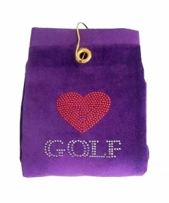 Navika Bling Heart Golf Towel Purple