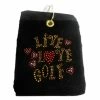 Navika Bling Live Love Golf Towel Black -Training Aids Store twl nav20live20love20golf20blk 1 98347.1667494486