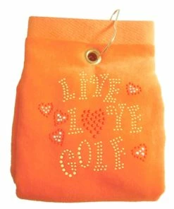 Navika Bling Live Love Golf Towel Orange